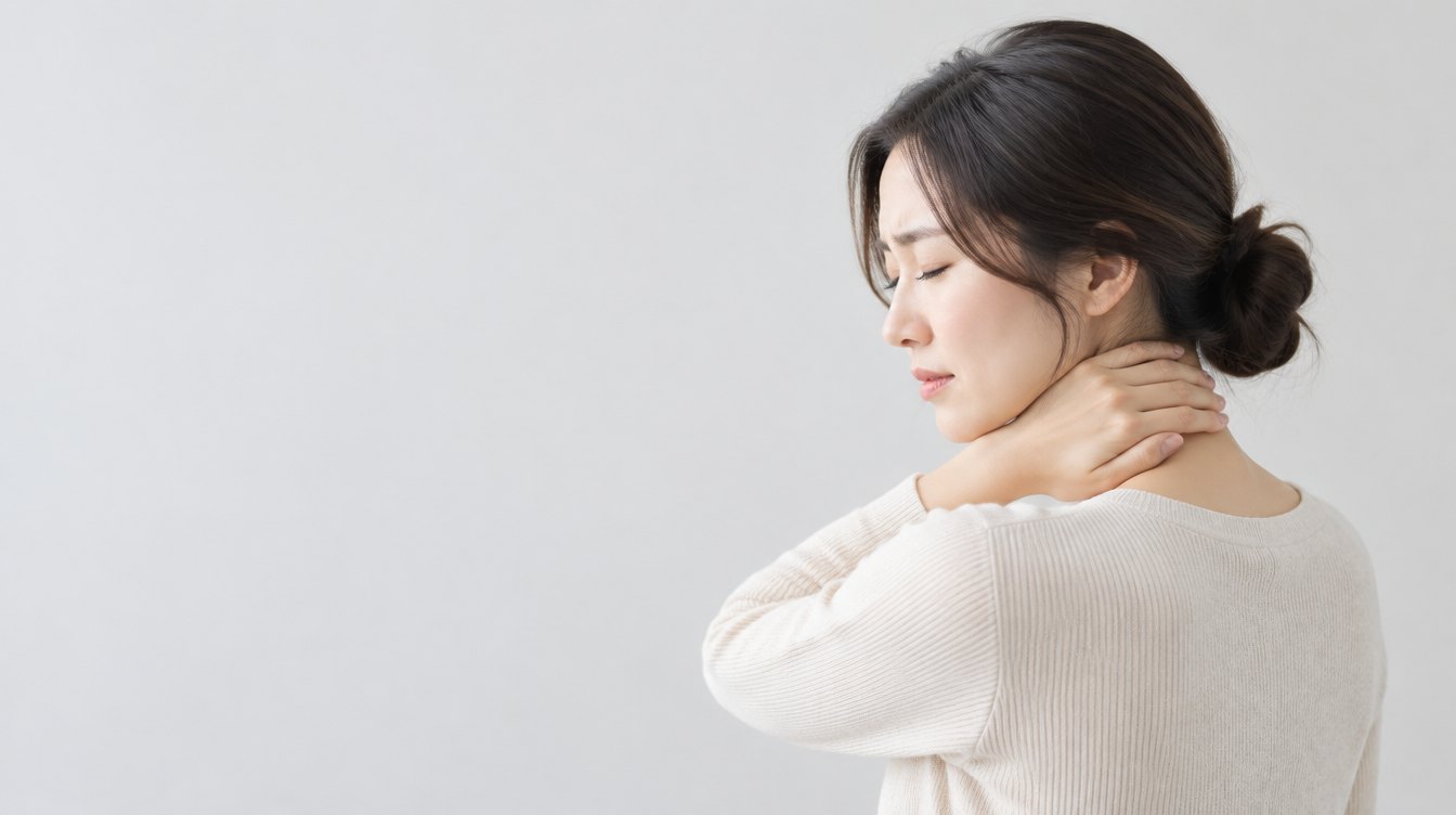 用手摀住後頸的女性