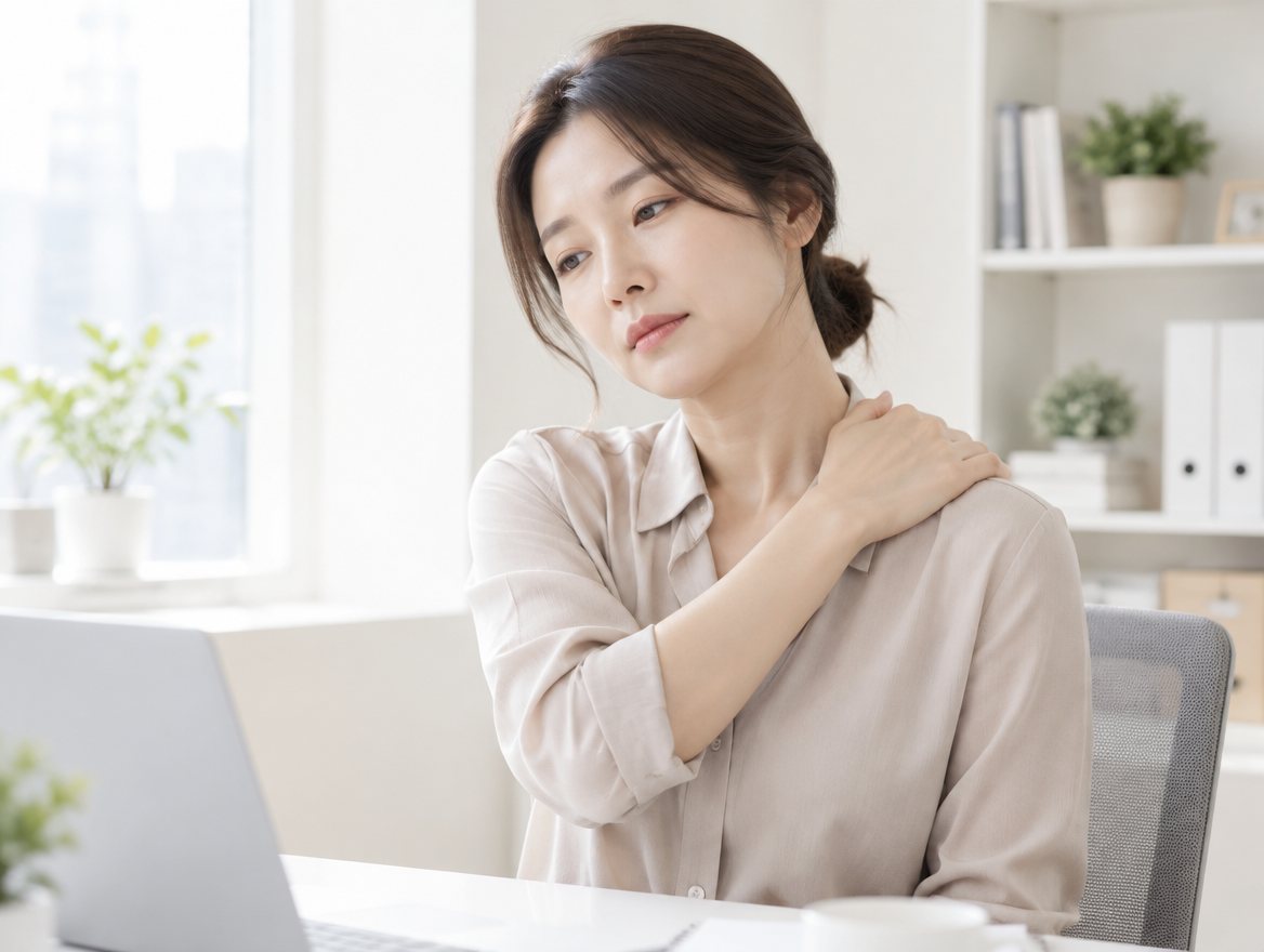 揉捏肩膀上方的女性